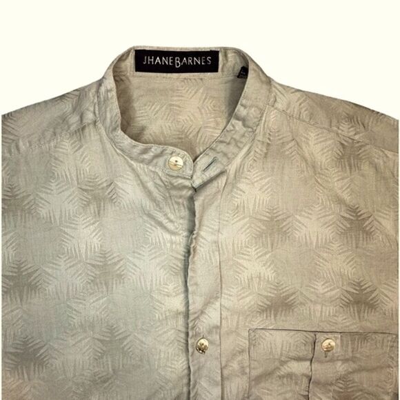 Pale Green Jhane Barnes Grandad or band Collar long sleeve shirt Size Small - Picture 6 of 11